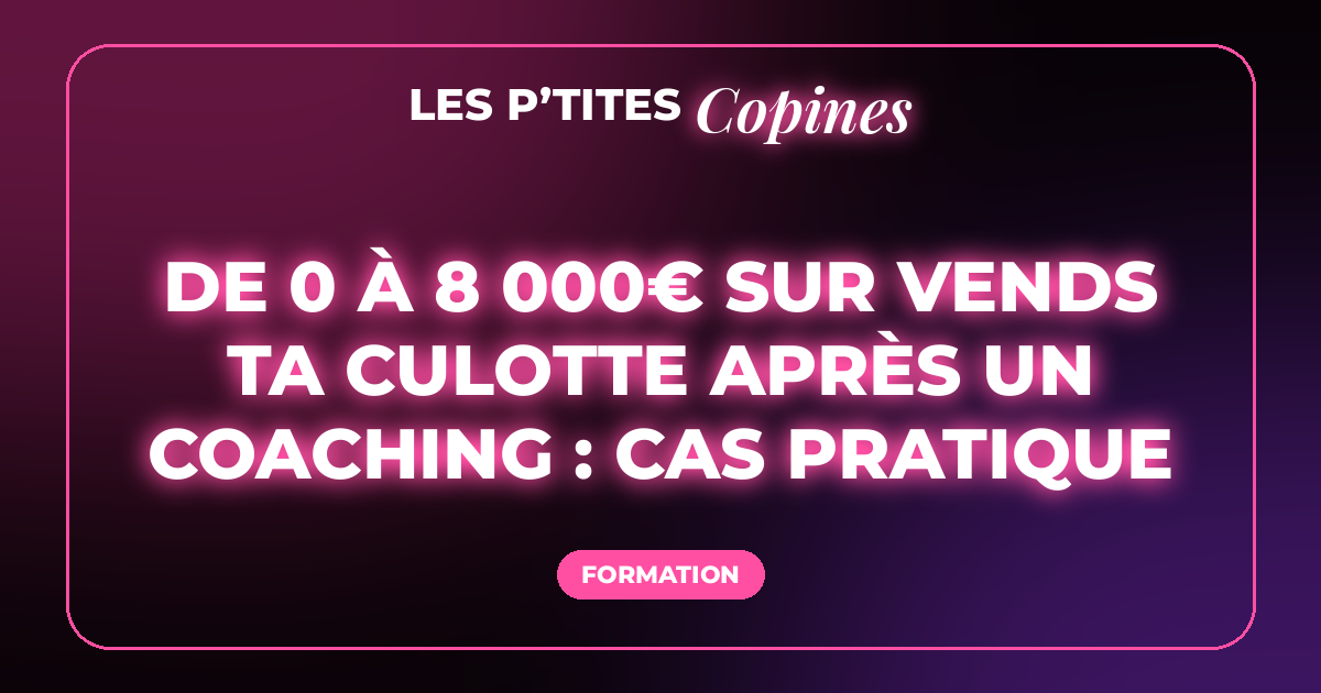 De 0 à 8 000€ sur vends ta culotte après un coaching : cas pratique