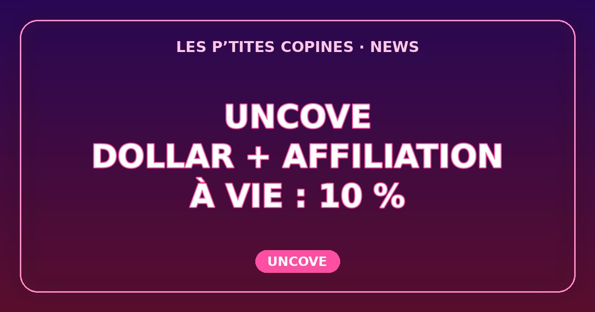 Uncove accepte le dollar et paie l’affiliation à vie : 10 % sur créatrices et fans